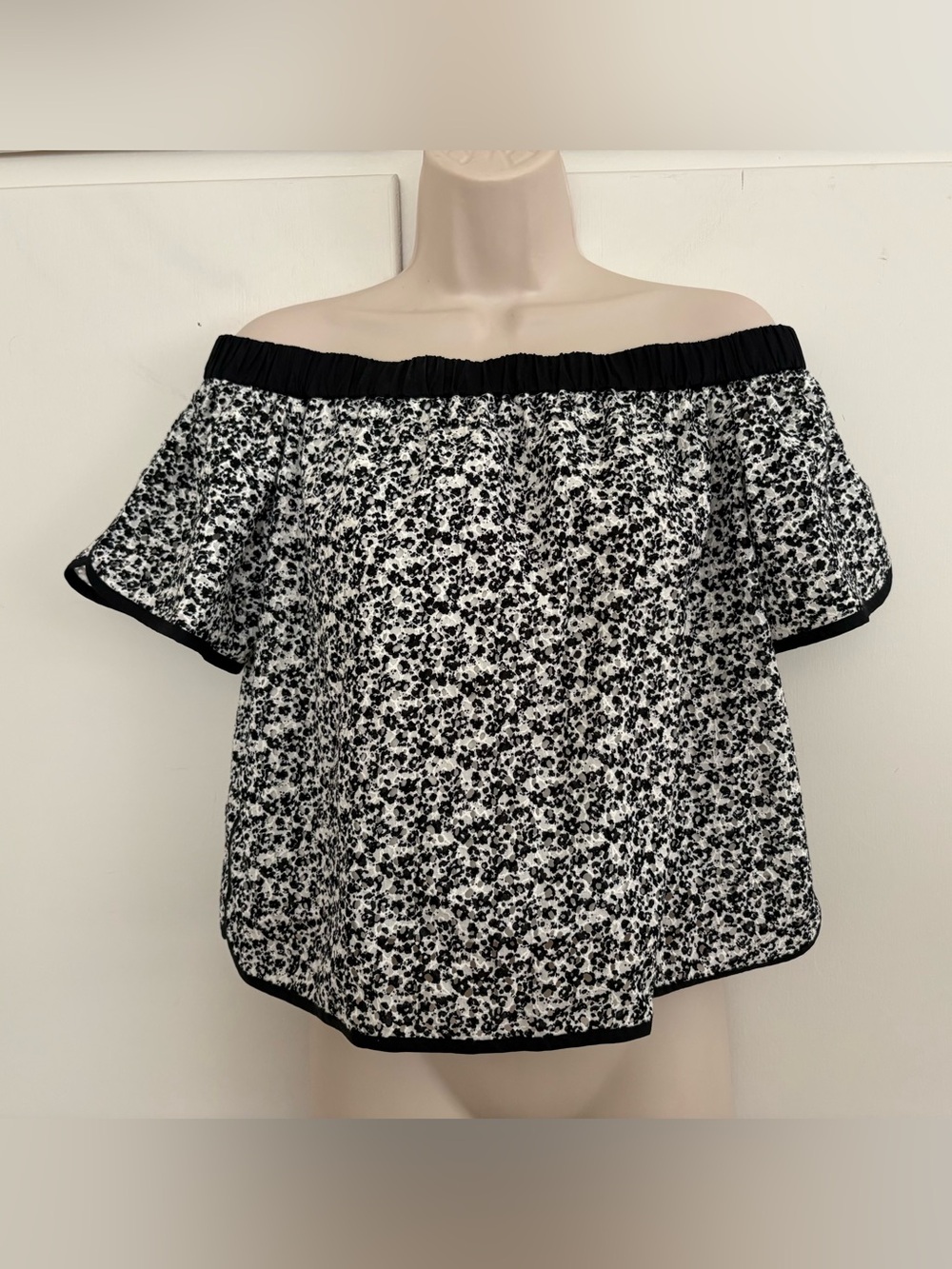 Flawless Black & White print Size Small Rag & Bone Flavia Off The Shoulder Top